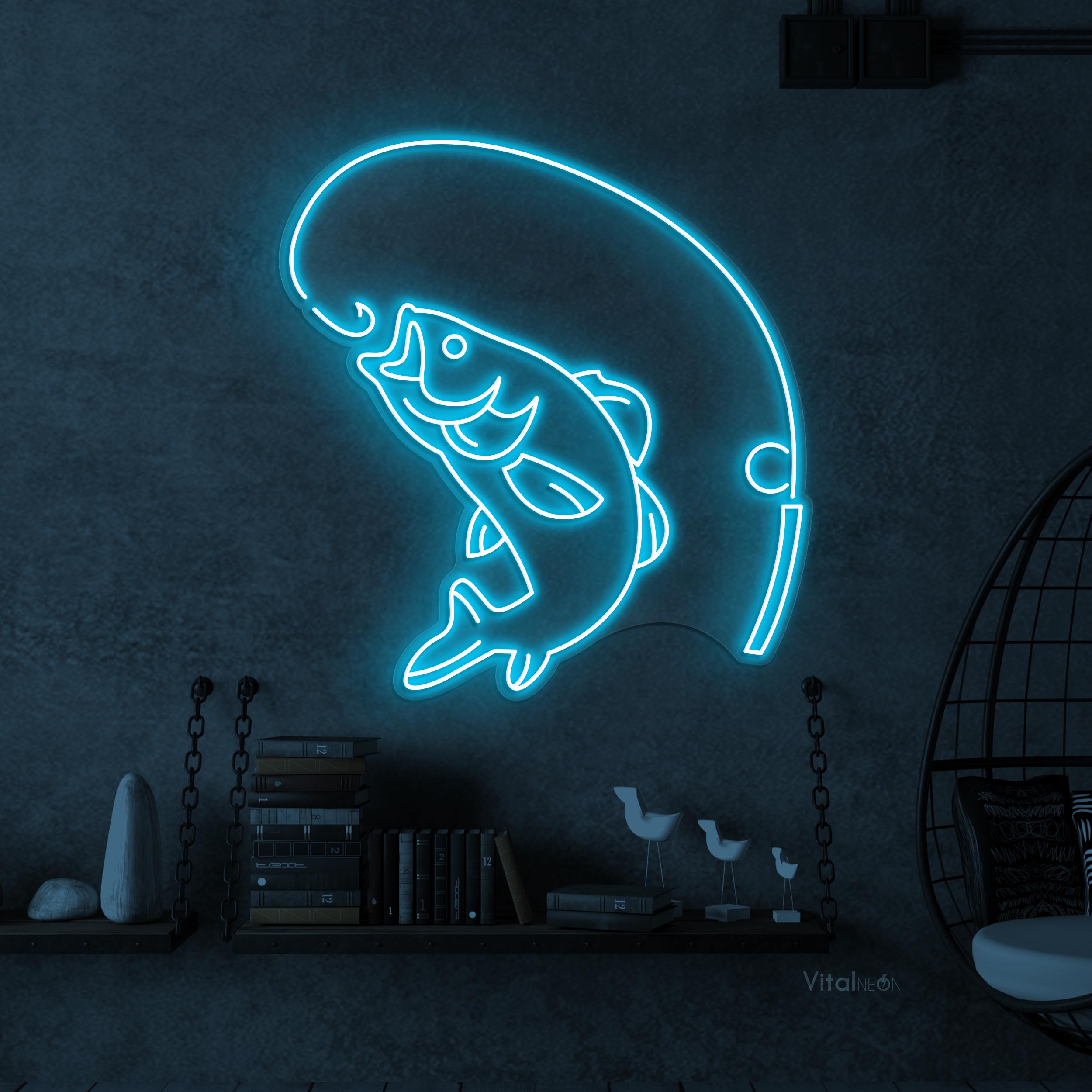 釣りネオンサイン LEDライト 魚 ウォールアート フィッシングクラブ