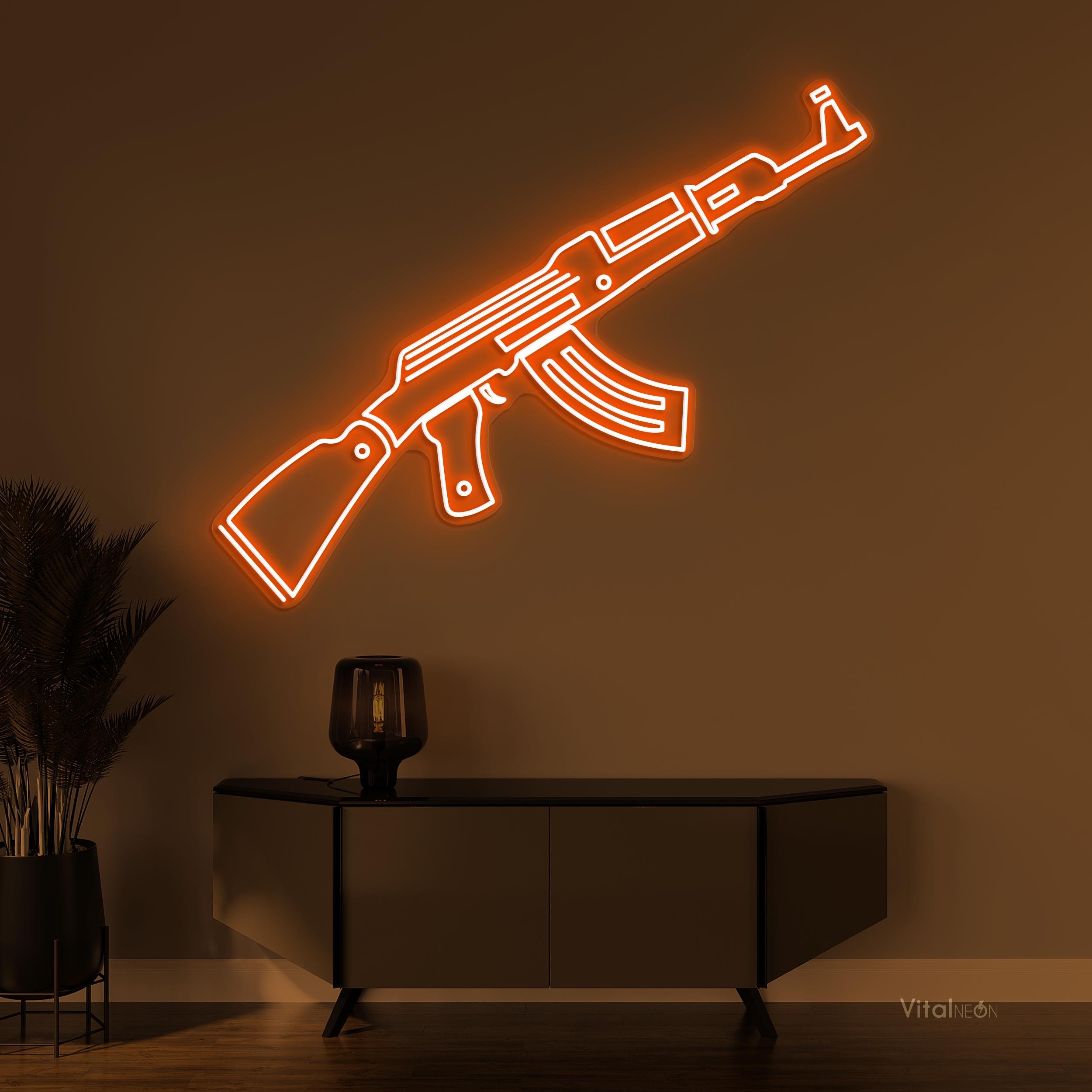 AK-47 LED Neon Sign, Gun Wall Art, Game Room Decor - Etsy