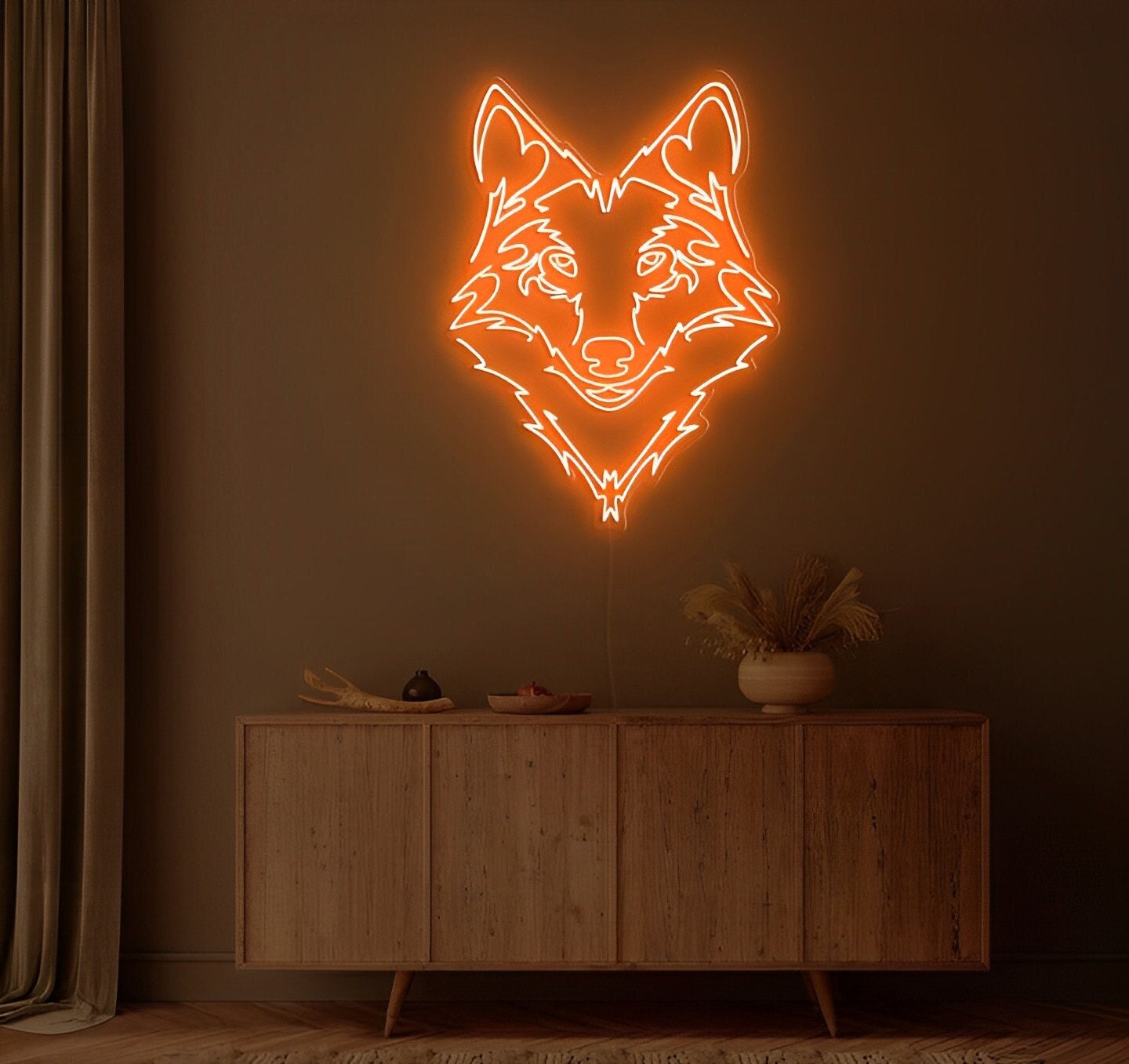 Wolf Neon Sign, LED Wolf Head Light, Wolf Wall Light, Room