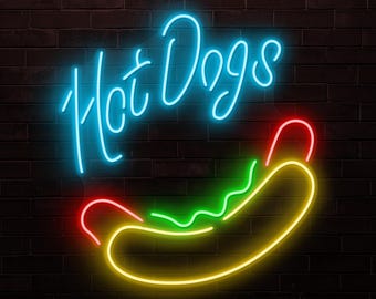 Hot Dog LED Neon Sign, Kitchen Shop Bar Cafe Wall Art Decor Gift