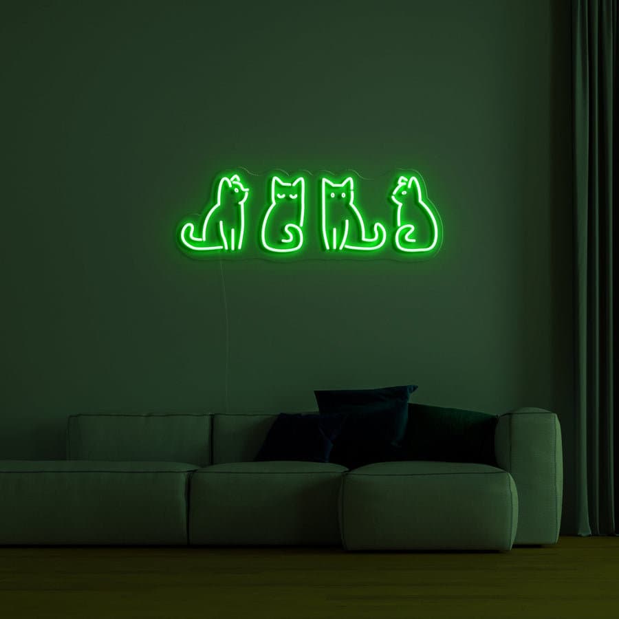 Kitty Neon Light, Cat neon Sign, Cat Lover Decor | Four Kitties | LED Neon Lights for Walls, Desk, Bedroom | Perfect Gift | Customizable