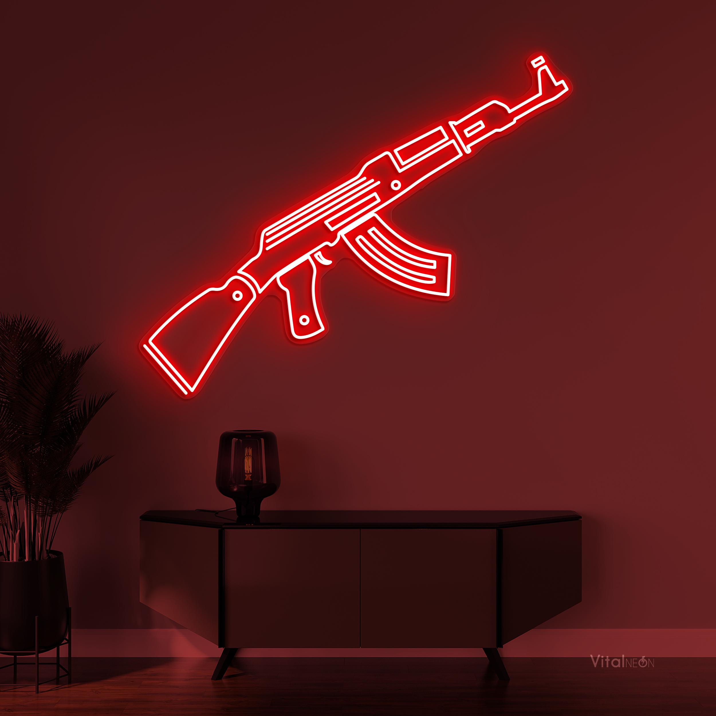 AK-47 LED Neon Sign, Gun Wall Art, Game Room Decor - Etsy