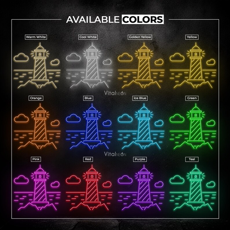 Lighthouse Neon Sign LED Light Wall Art Coastal Home Room Cafe Party ...