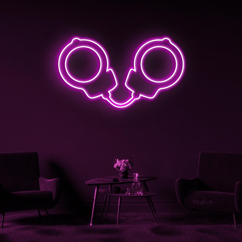 Handcuffs Neon Sign LED Wall Art Bedroom Cafe Decor Police Officer ...