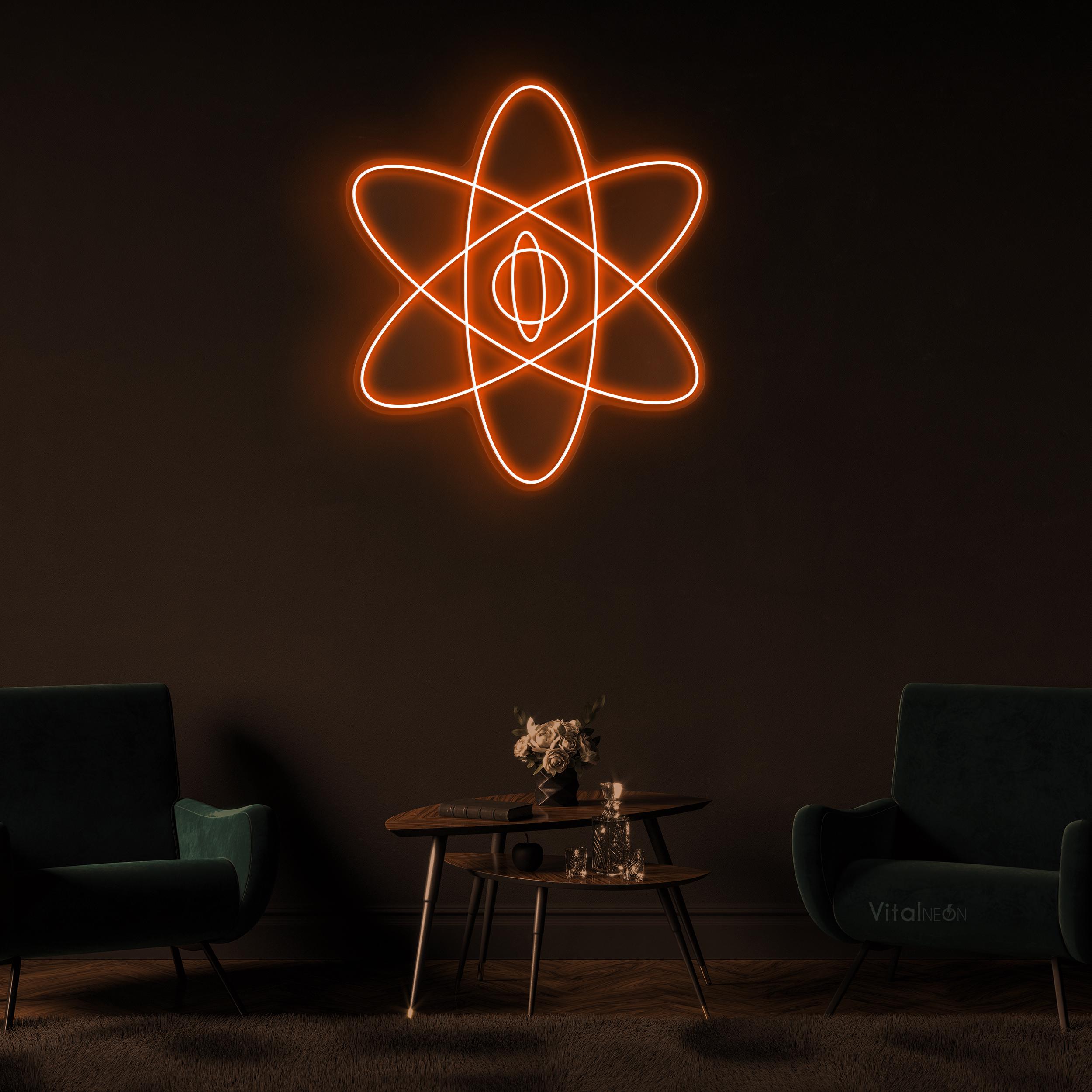 Atom Neon Sign, Atom LED Light, Science Wall Art, Atomic Energy Wall Decor, Library Neon Light, Decor for School, Colleges and Universities