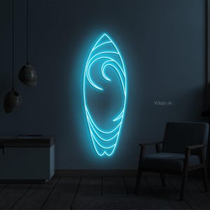 Surfboard Neon Sign, Surfboard Led Neon Light, Surfboard Neon Art, Sea Day Sign, Beach Wall Decor, Custom Surfboard Neon Art, Party décor