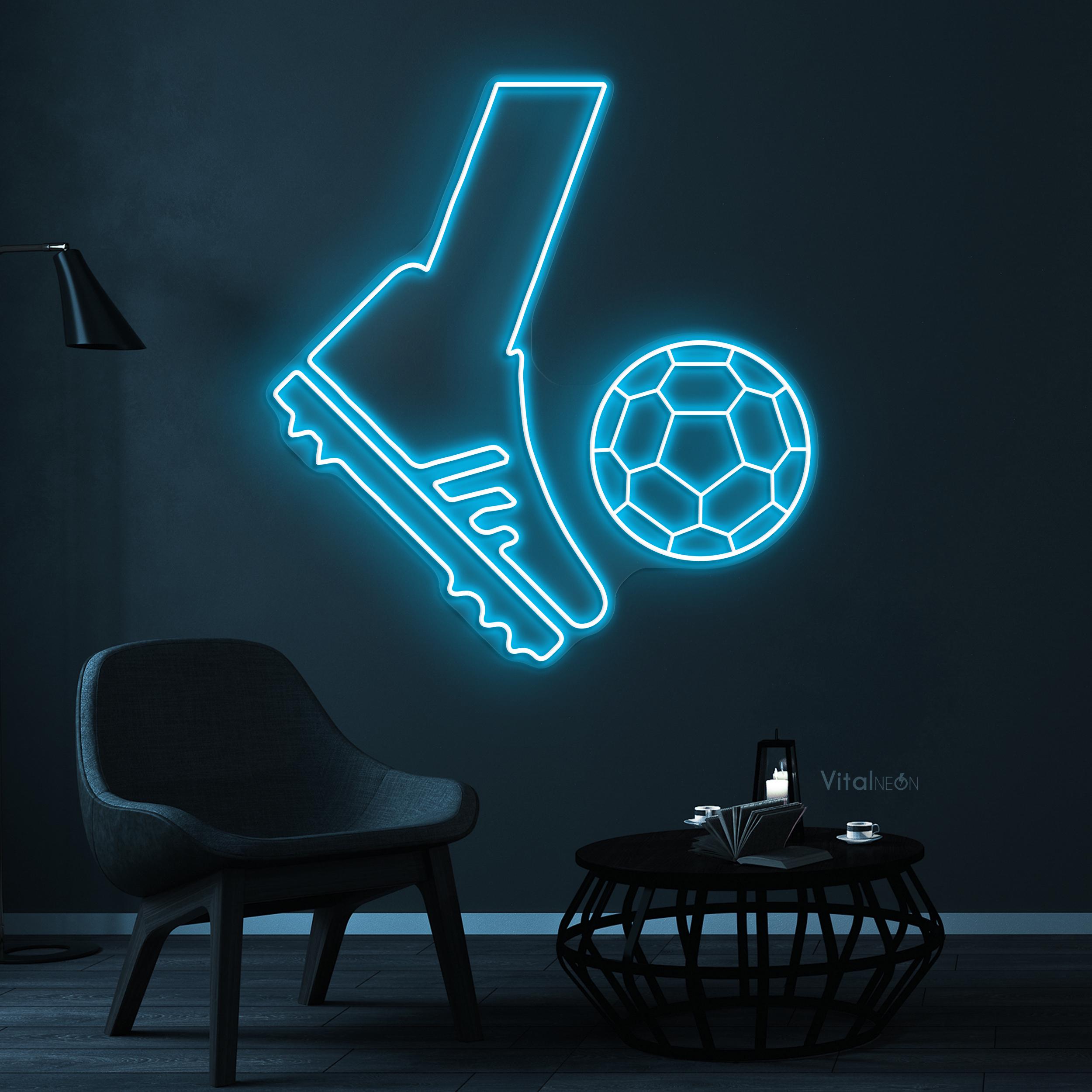 キックボールネオンサインLEDライトサッカーウォールアート