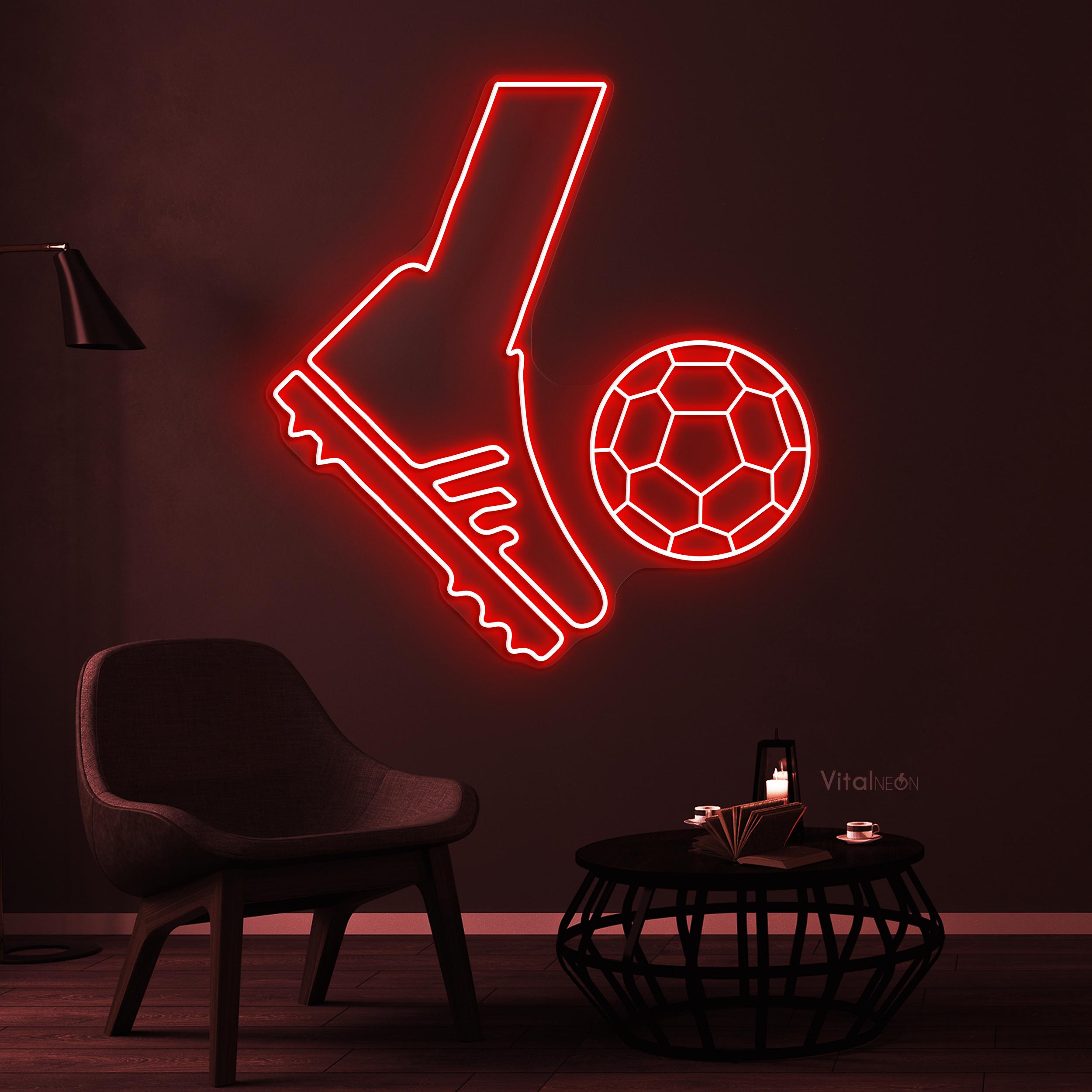 キックボールネオンサインLEDライトサッカーウォールアート