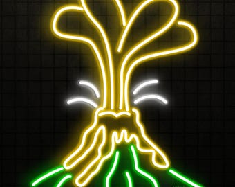 Volcano Eruption Neon Sign, Volcano Eruption LED Light, Lava Wall Art, Home Neon Light, Nature's Fury Neon Decor, Bar Sign, Adventure Ar