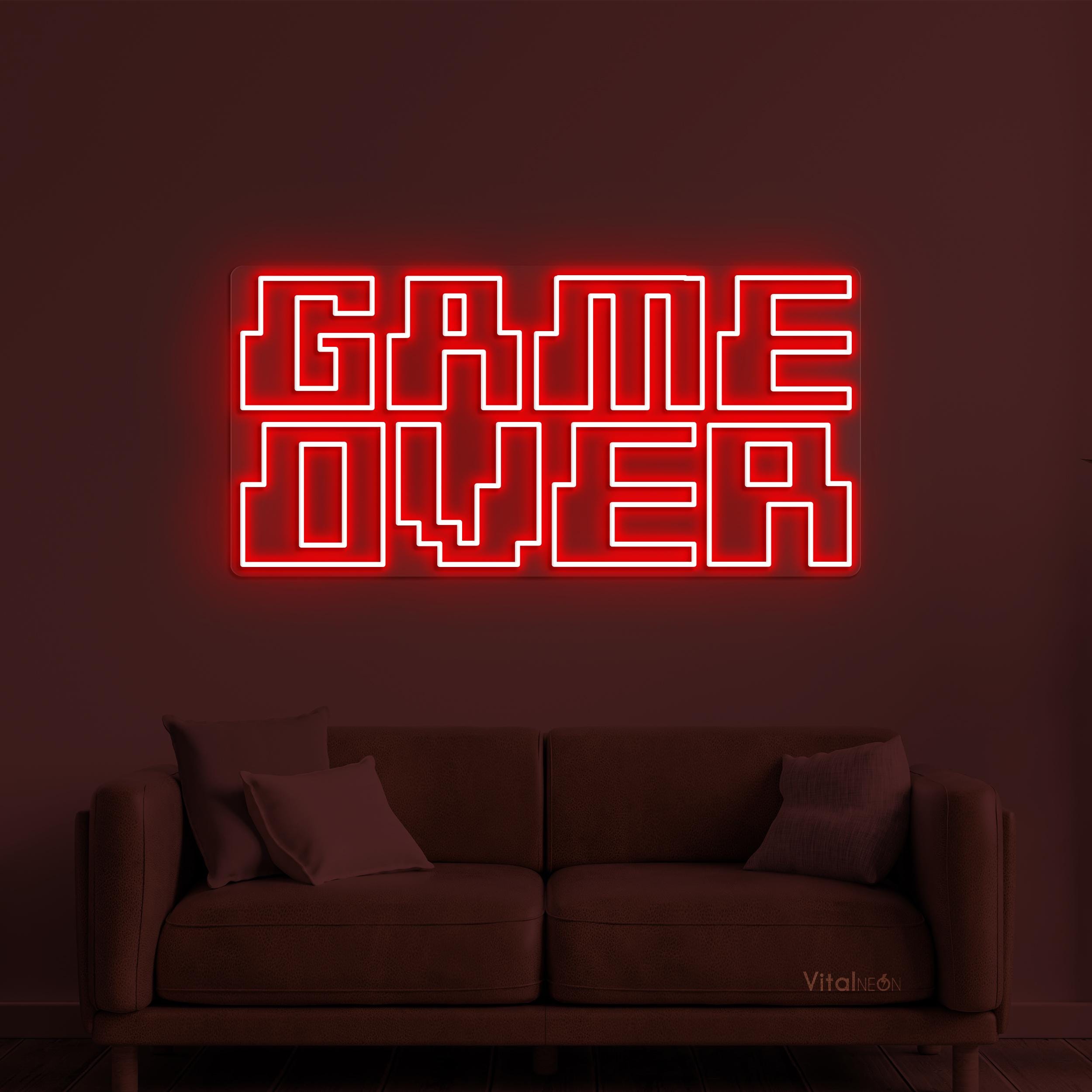 「 GAME OVER 」 LED 表示 ランプ インテリア Game Over Multicolor LED Neon Sign | Aesthetic Room Decor - roomtery