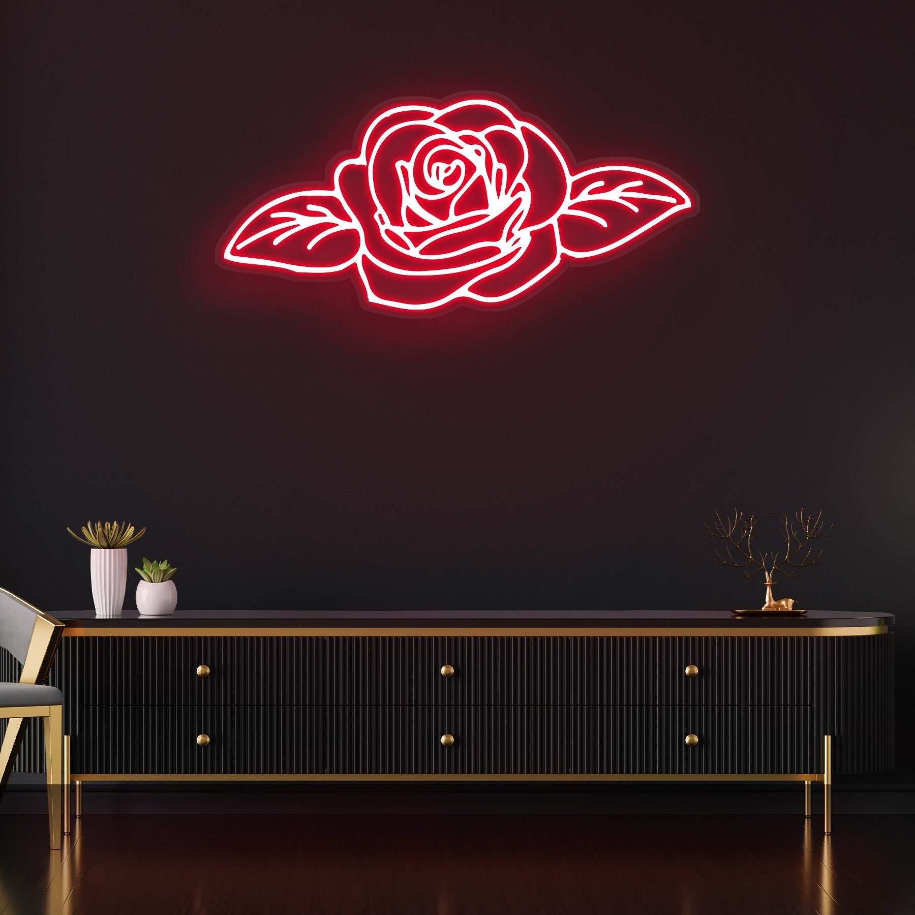 Custom Woman Nail Holding Flower Neon Sign, Personalized Nail