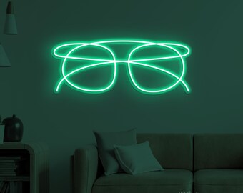Glasses Neon Sign, Glasses LED Light, Optical Wall Decor, Led Wall