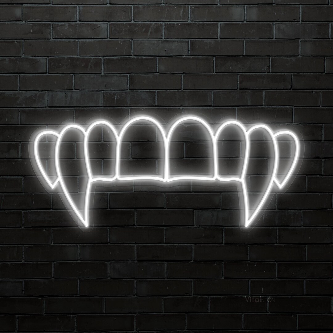 Vampire Teeth Neon Sign, Vampire Teeth Led Sign, Vampire Led Wall Art ...