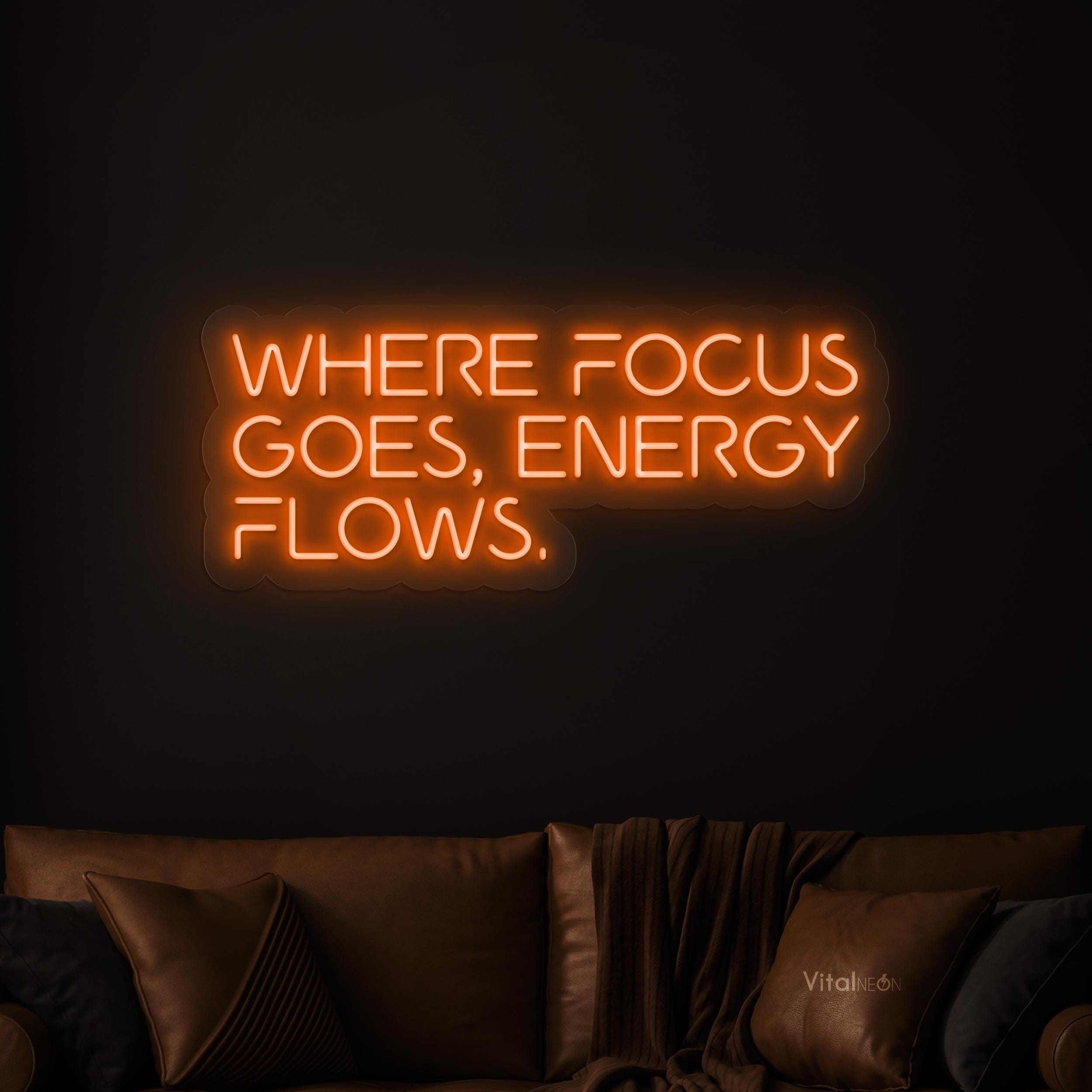 Focus Break Sign Where Focus Goes Energy Flows LED Neon Sign Motivational Wall Art ...