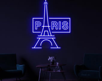 パリのネオンサイン、パリのLEDライト、エッフェル塔の壁アート、パリ