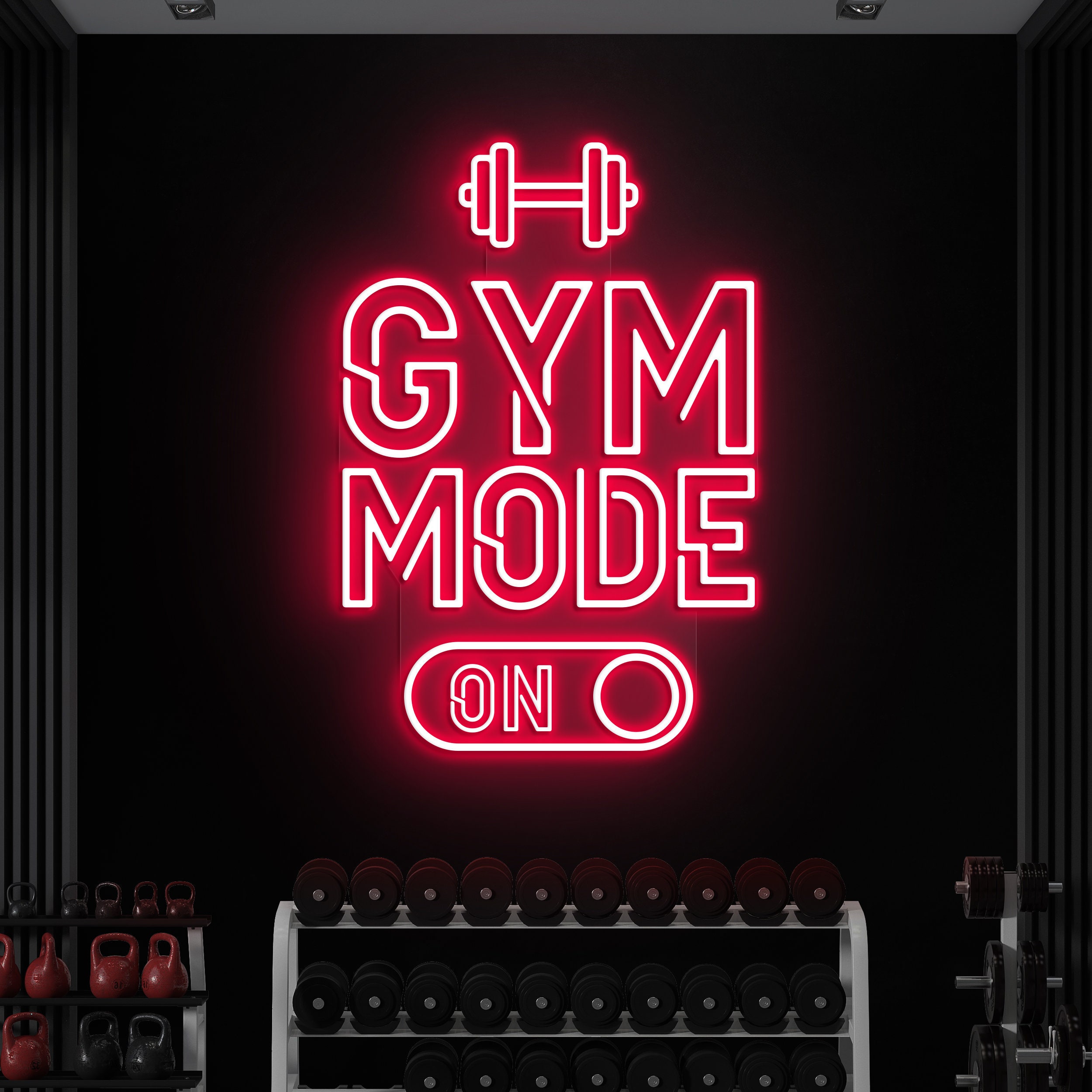 Gym Mode On Neon Light, GYM Neon Light, Perfect for Gym Decor, Locker Rooms, and Man Caves, Custom Neon Sign for Fitness and Game Room Decor
