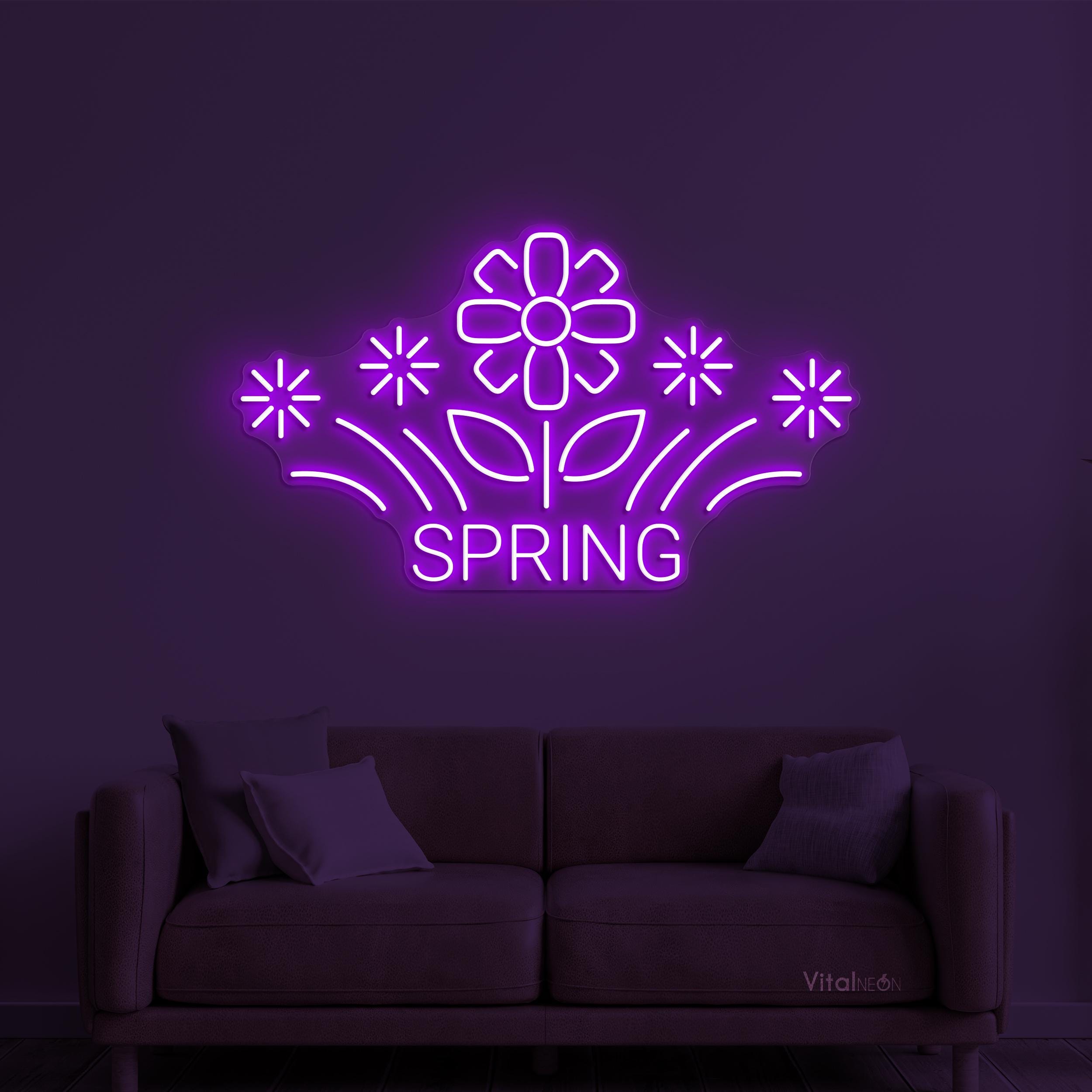 Spring Flower LED Light Neon Sign, Springtime Logo Wall Decor, Shop Art ...
