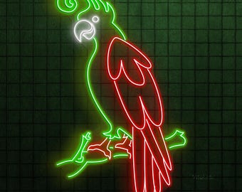 Letrero de neón de cacatúa, luz LED de pájaro kawaii, lindo arte de pared para habitación infantil, guardería, dormitorio, cafetería, bar, decoración de tienda de pájaros, regalo para dueños de mascotas