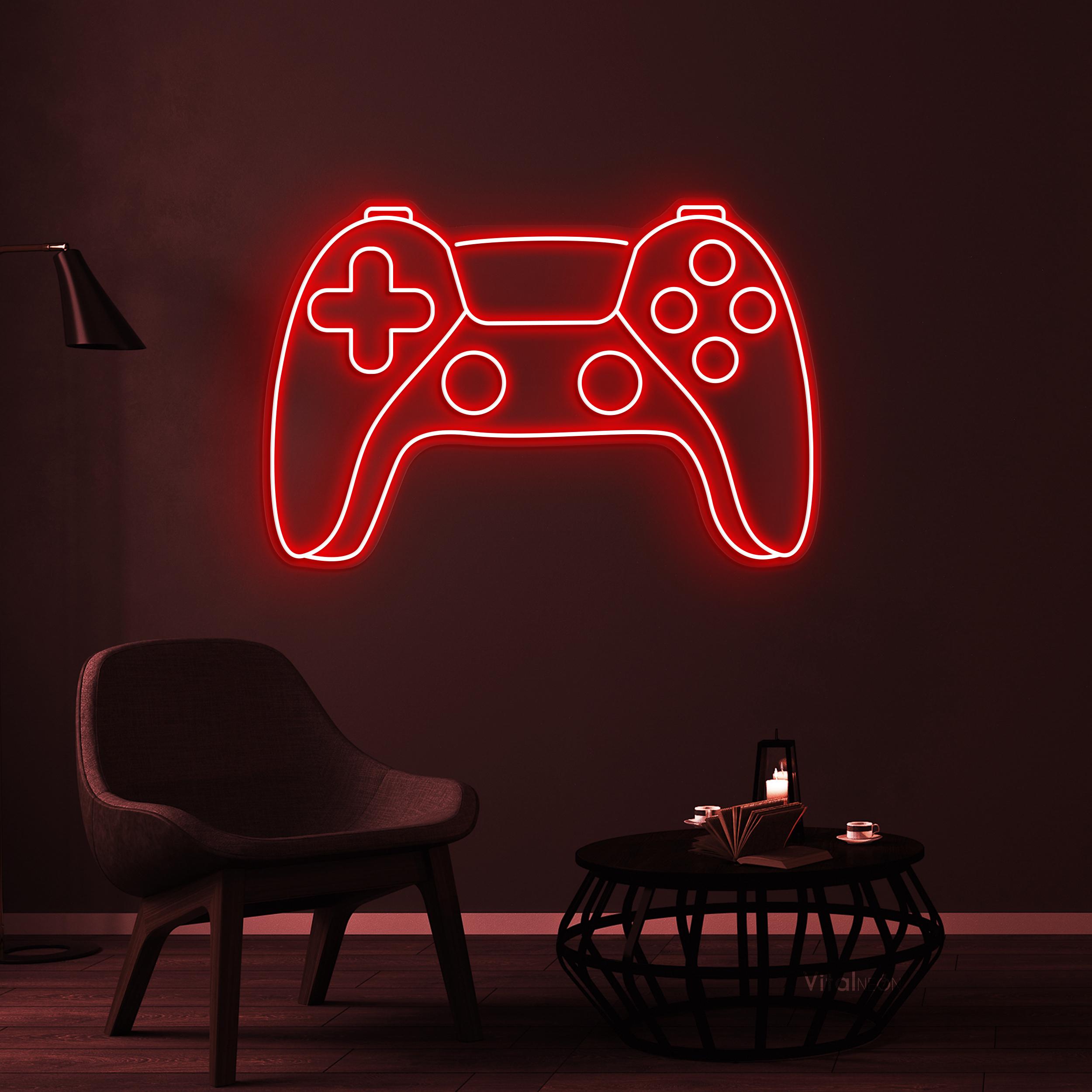 ゲームコントローラーのネオンサイン、ゲームコントローラーのLED 
