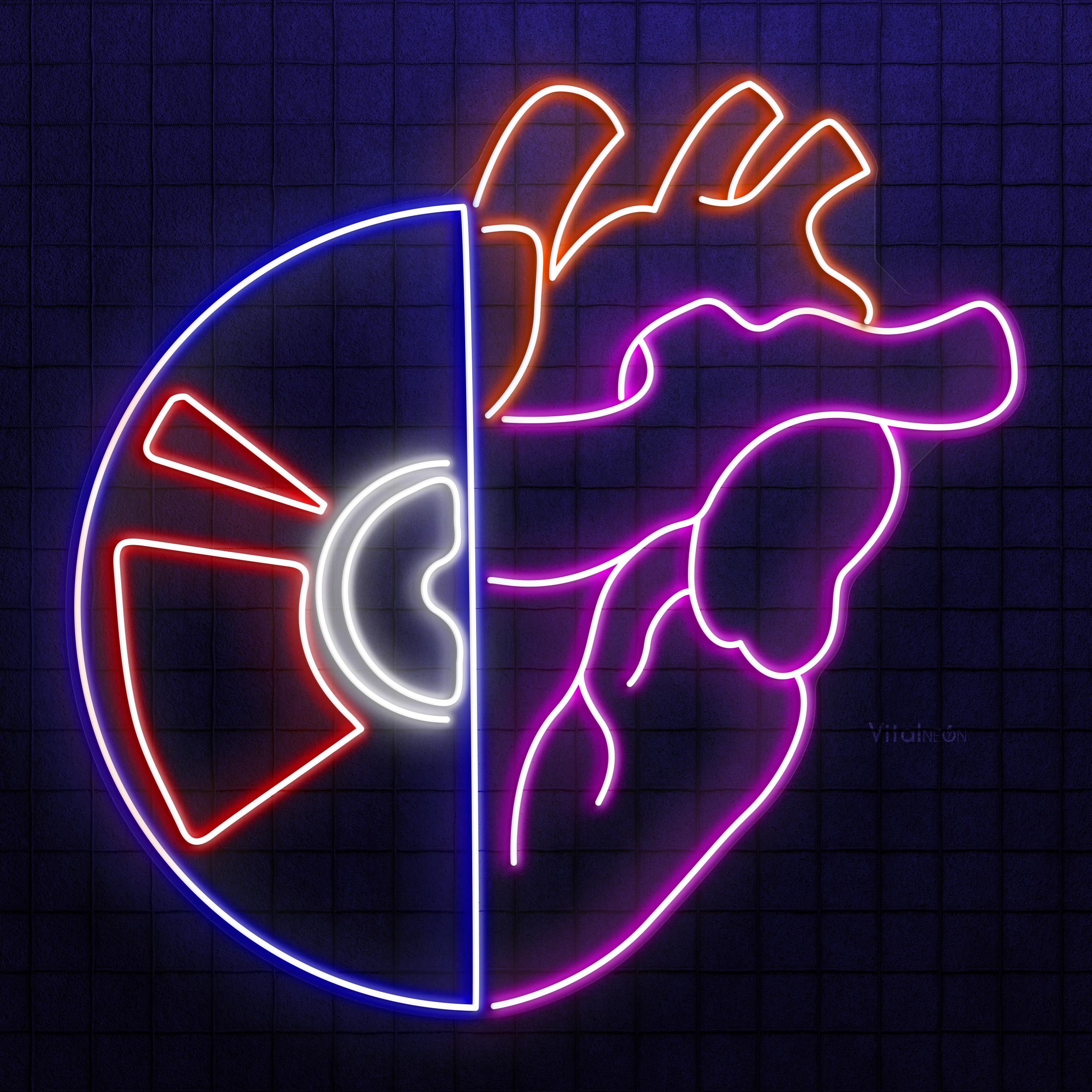 Heart With Vinyl Record Neon Sign, DJ Studio LED Wall Art - Etsy