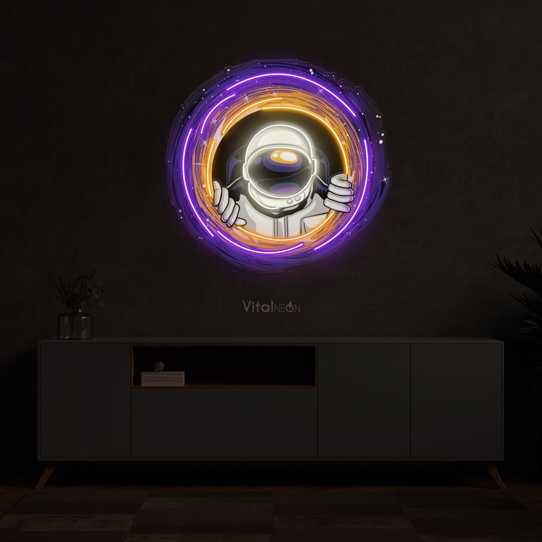Astronaut Portal LED Light Neon Sign, Space Pop Art Game Room Wall ...