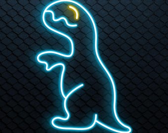 Enseigne Lumineuse Néon Dinosaure Bleu – Décoration Murale LED USB Pour Chambre Enfant Ou Fête