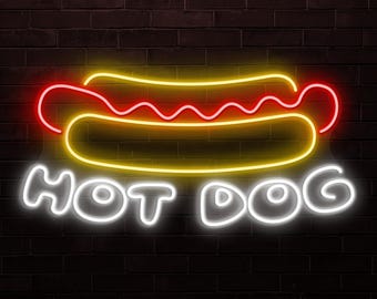 Hot Dog Neon Sign LED Light: Diner, Kitchen, Bar Wall Art