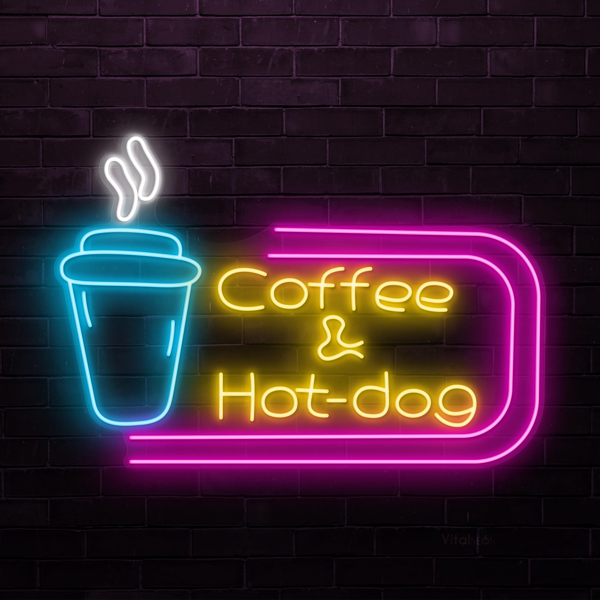 Coffee & Hot-dog Neon Sign, Coffee and Hot-dog LED Light, Cafe