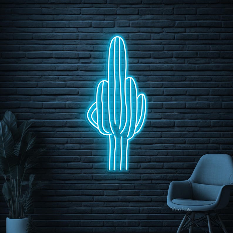 Cactus Neon Sign, Cactus LED Sign, Prickly Wall Decor, Plant Wall Art ...