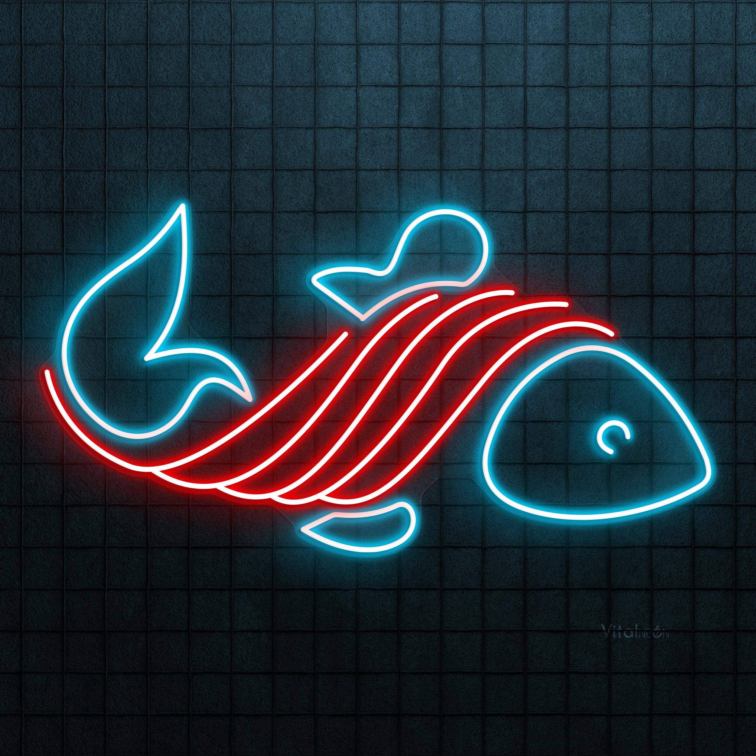 Fish Neon Sign, Ocean Animal LED Light, Aquarium Wall Art for Kids