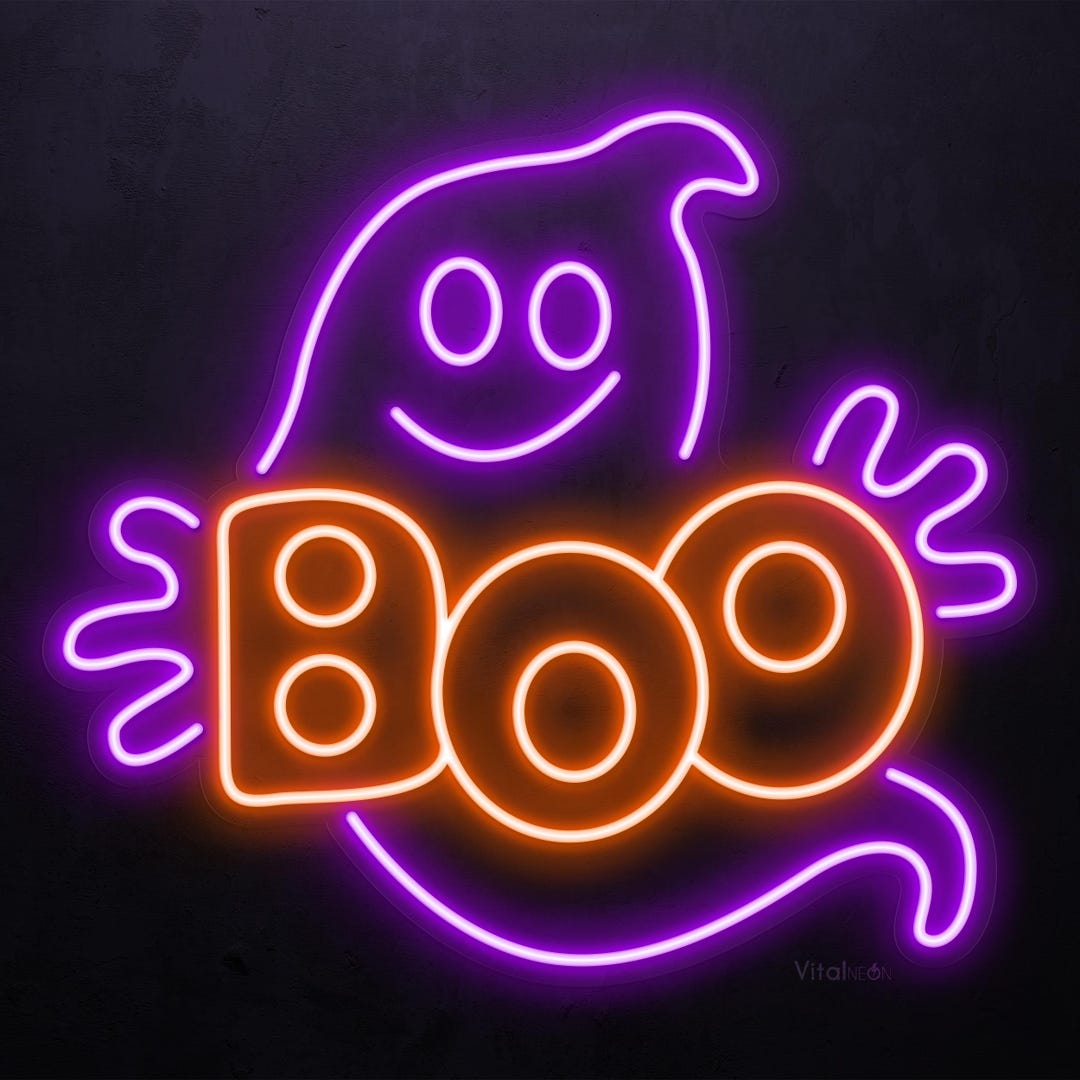 Boo Ghost Neon Sign, Boo Ghost Led Light, Spooky Party Neon Art, Boo ...