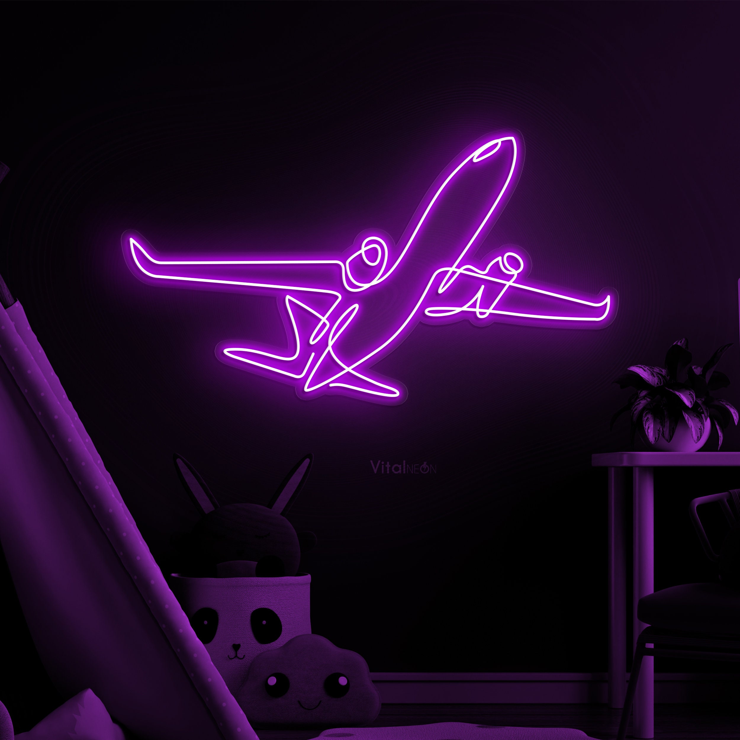 Airplane Neon Sign LED Light Wall Art Home Kids Room Party