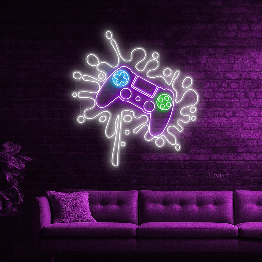 Splash Game Controller Neon Sign, Game Controller LED Light, Splash ...