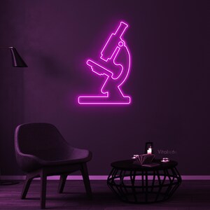 Microscope Neon Sign, Microscope LED Light, Scientist Wall Decor ...