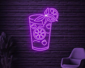 モヒート ネオンサイン、モヒート LED ライト、カクテル ウォールデコ