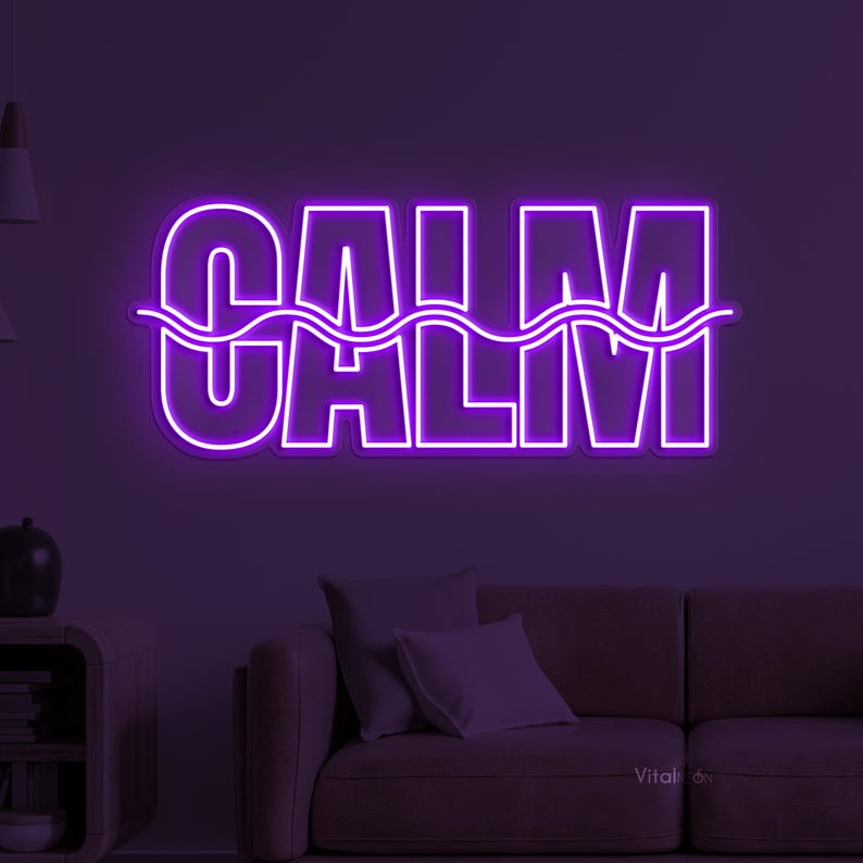 CALM Neon Sign, LED Wall Decor, Home Cafe Bar Studio Relaxing Light ...