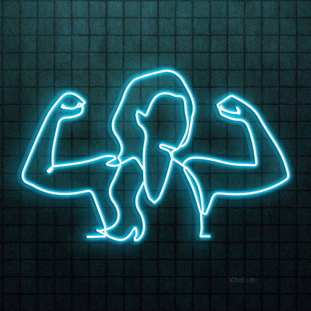 Strong Rhett Neon Strong Woman Neon Sign Bodybuilding LED Wall Art Home Gym Girl Room ...