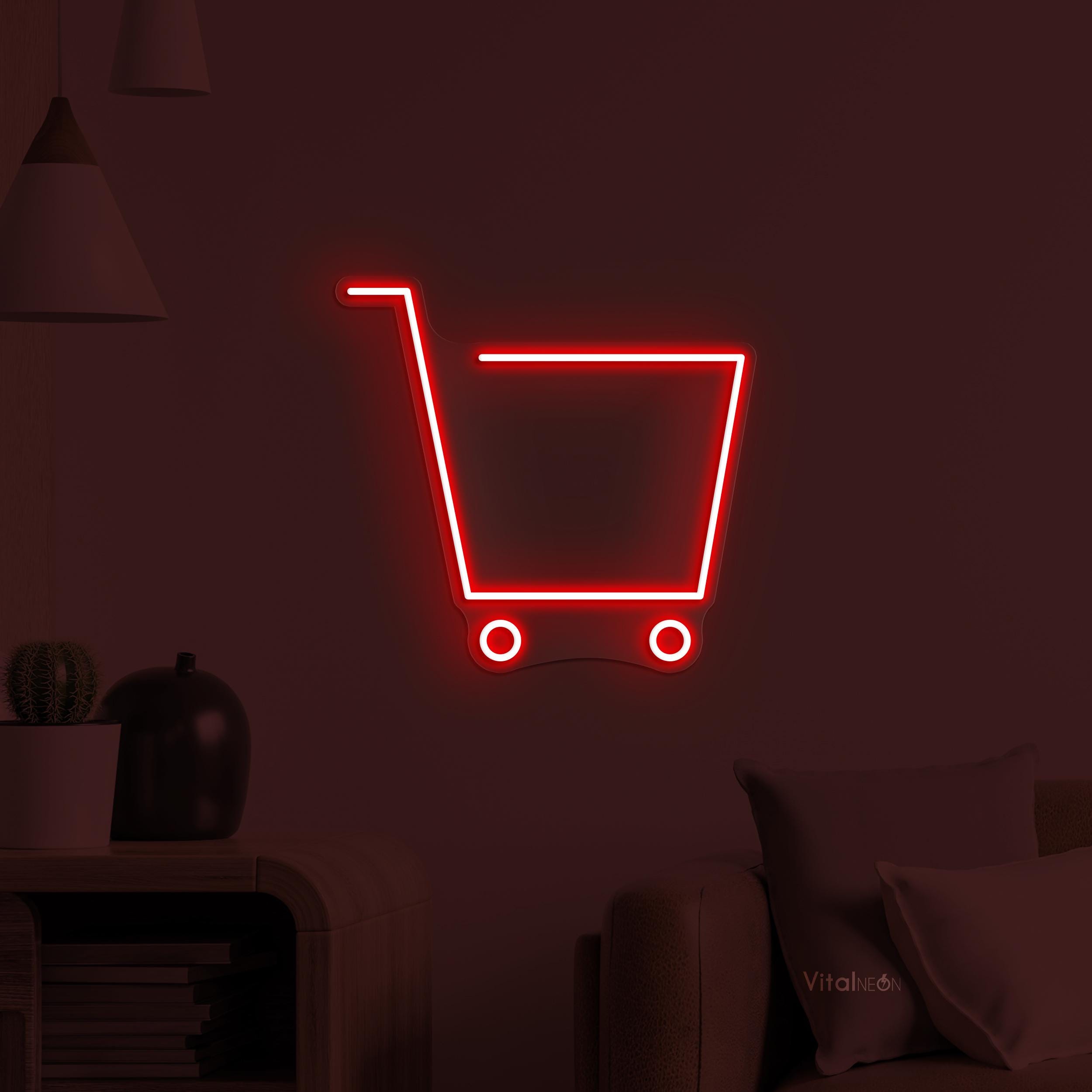 Shopping Cart Neon Sign LED Light Trolley Wall Art Mall Retail Decor ...