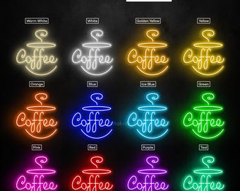 コーヒー蒸気ネオンサイン、ホットコーヒーカップLEDライト、カフェ
