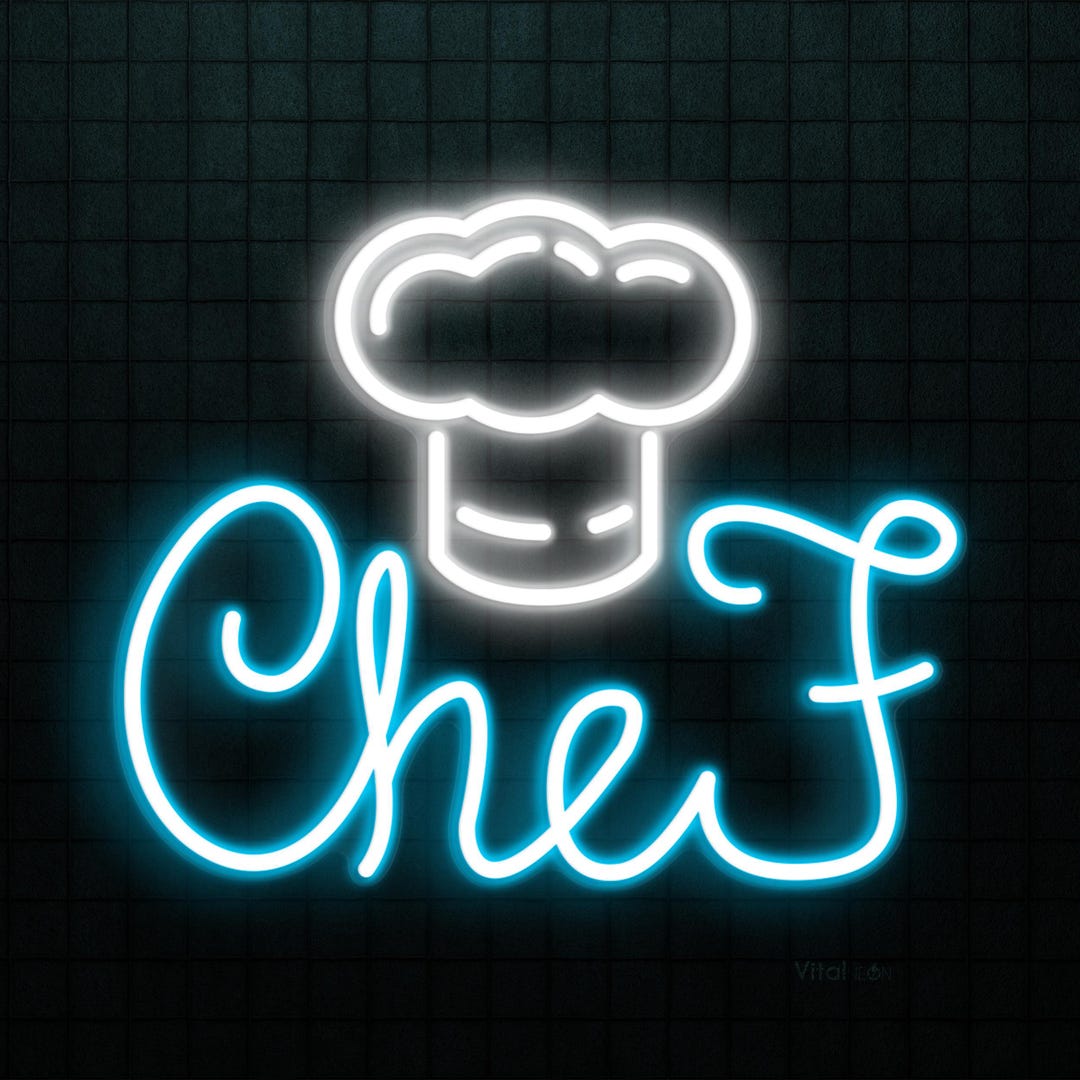 Chef Hat Logo Neon Sign, Kitchen Restaurant Wall Decor - Etsy