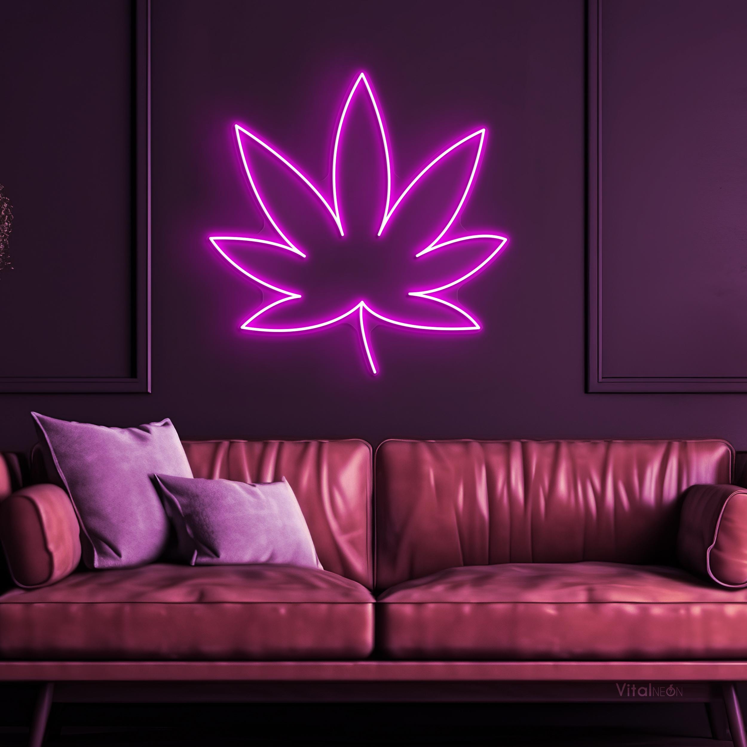 Weed Leaf Neon Sign LED Marijuana Hemp Cannabis Wall Art Decor