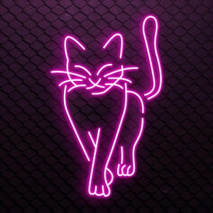 Cat Neon Sign, Cat LED Light, Pet Lover Wall Decor, Pet Shop Wall Art, Cute Kitty Neon Sign, Walking Cat Neon Art, Kids Room Neon Light