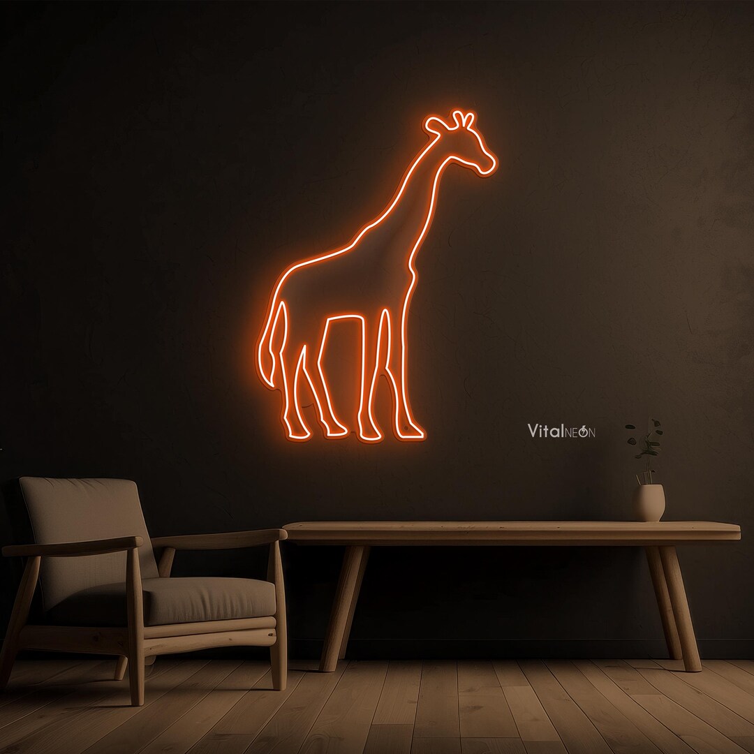 Giraffe Neon Sign, Safari Animal LED Wall Decor - Etsy