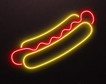 Hot Dog Street Food LED Light Neon Sign, Man Cave Bar Cafe Kitchen Decor