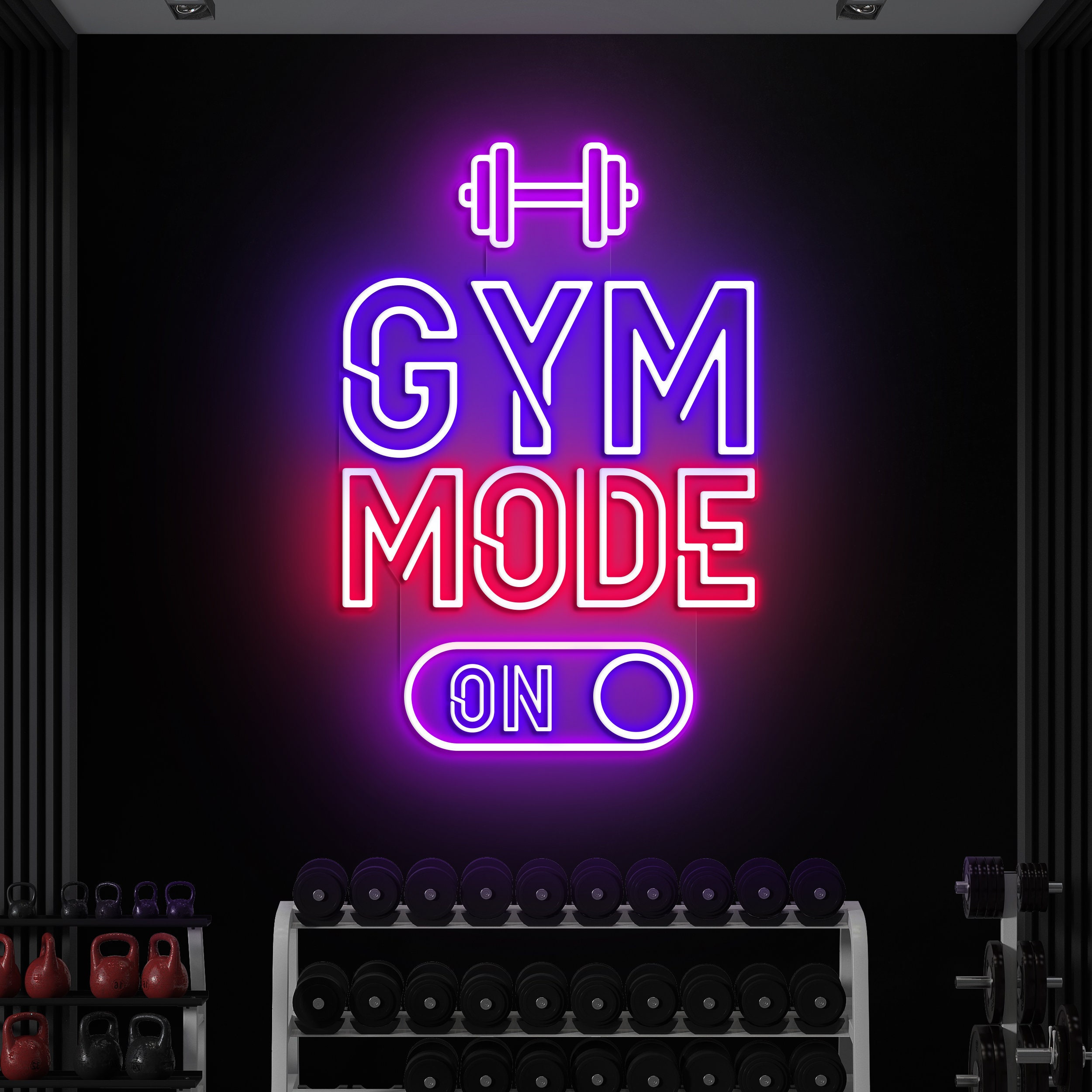 Gym Mode On Neon Light, GYM Neon Light, Perfect for Gym Decor, Locker Rooms, and Man Caves, Custom Neon Sign for Fitness and Game Room Decor