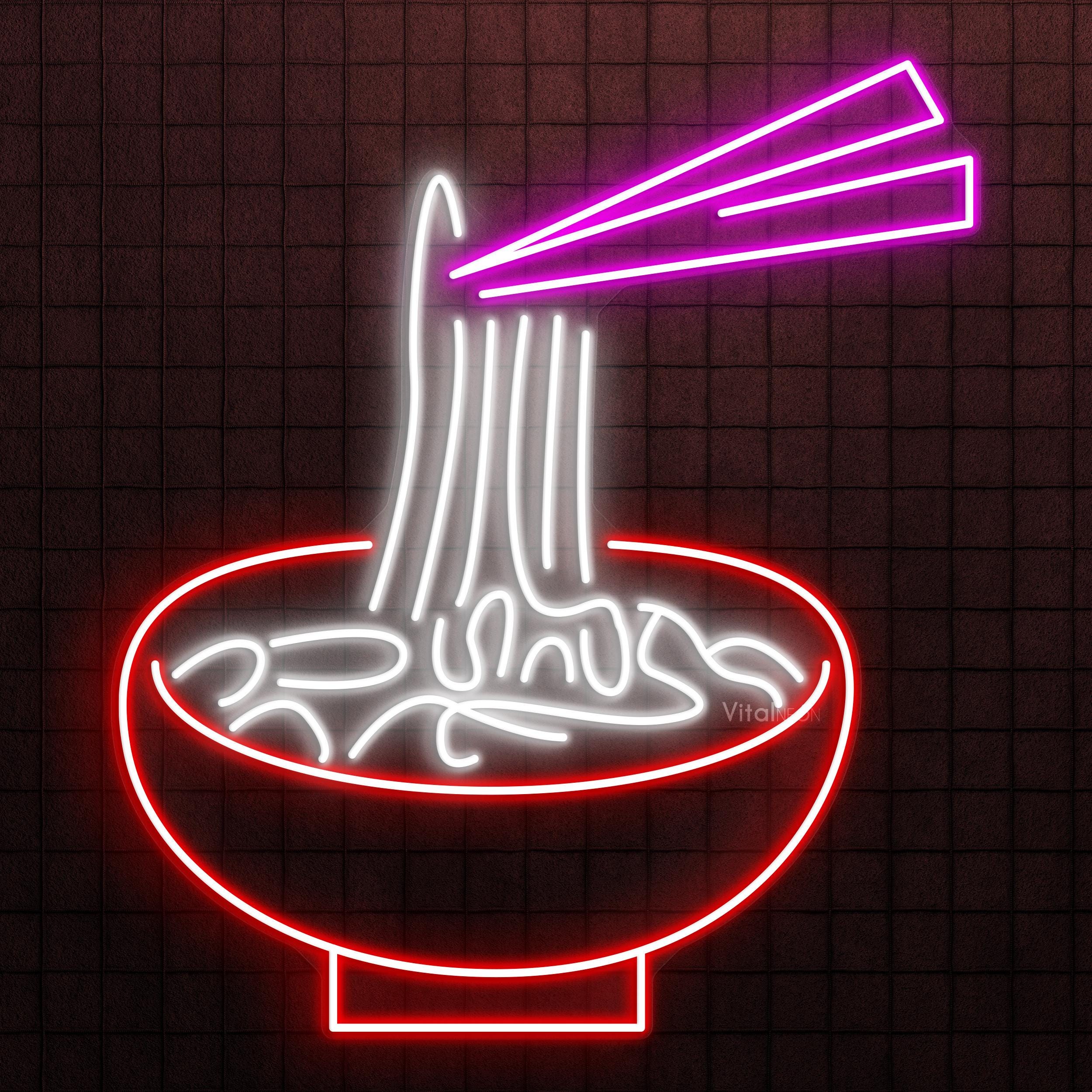 Noodles Bowl Neon Sign, Asian Food Kitchen Decor - Etsy