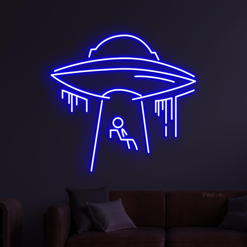 UFO Alien Neon Sign, Spaceship Neon Light, Kids Room Wall Decor, Funny ...