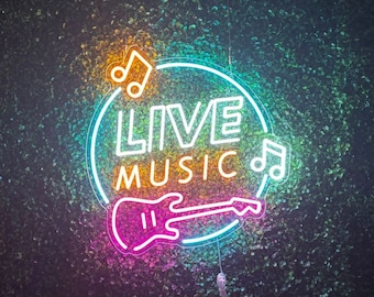 Live Music Neon Sign LED Light Wall Decor Bar Pub Band Studio Event Gift