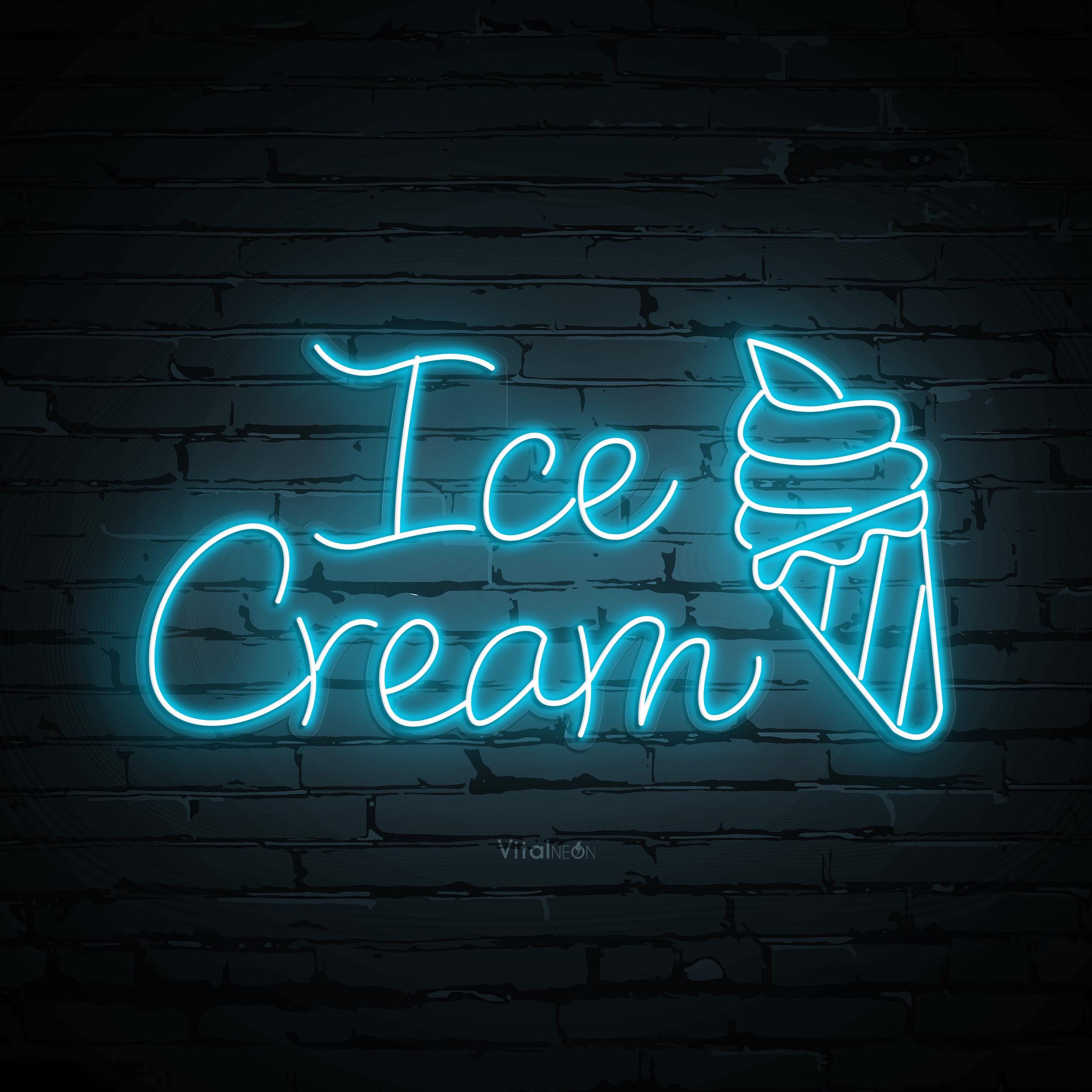 Ice Cream Neon Sign LED Light Cone Wall Art Shop Cafe Dessert