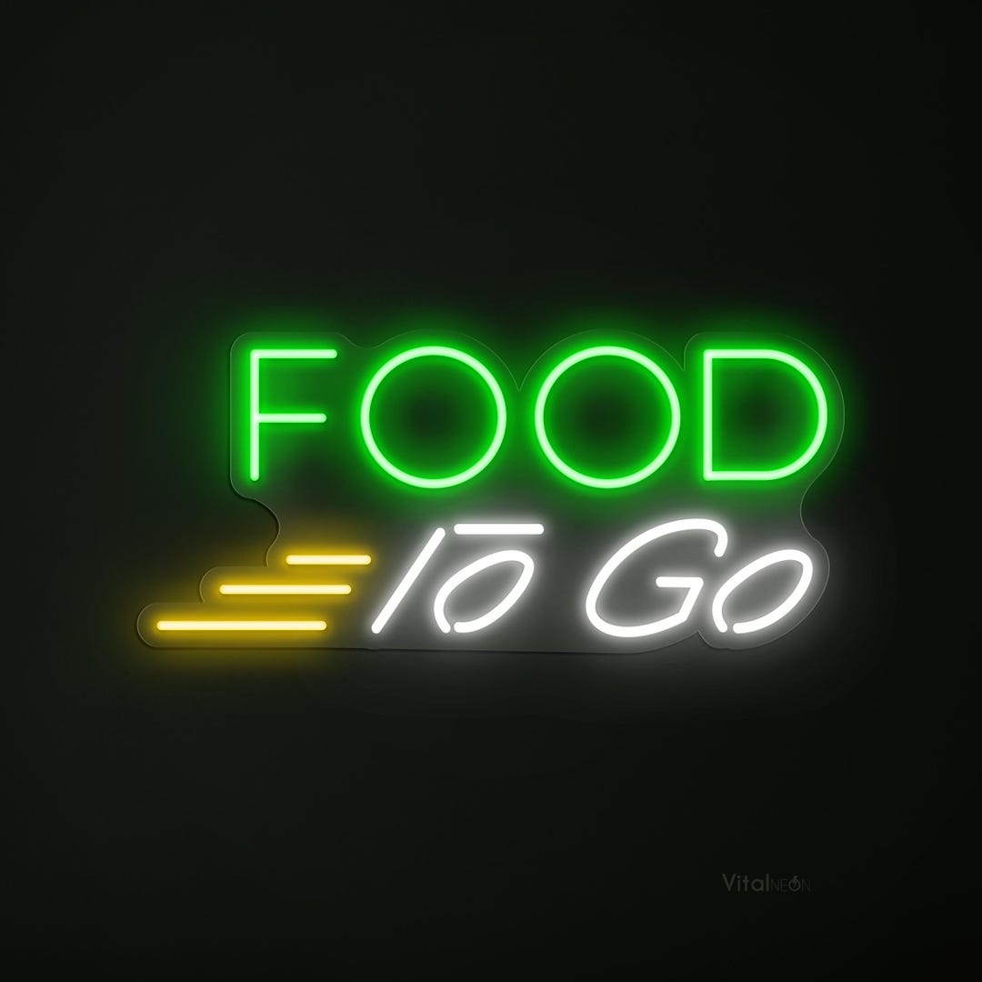 Food to Go Neon Sign, LED Takeout Wall Art for Restaurant or Kitchen ...